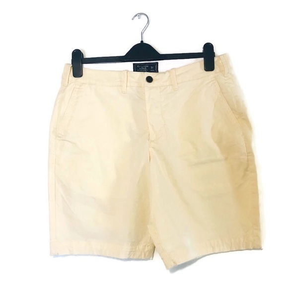Abercrombie & Fitch Lemon Yellow Stretch Flat Front Chino Shorts Men's Size 31 - Picture 1 of 7